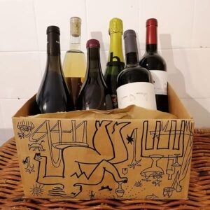 A box containing six bottles of wine