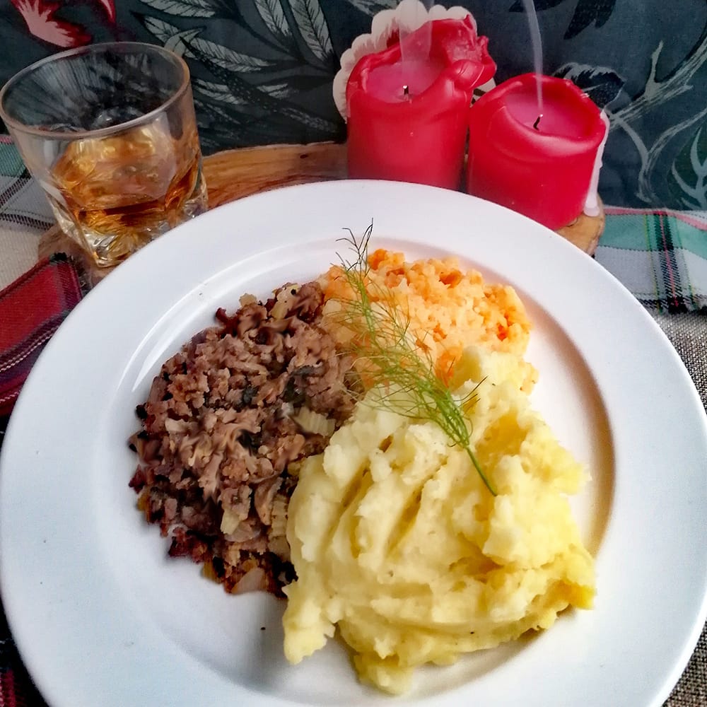 Burns Supper plate with haggis neeps and tatties